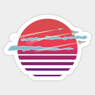 Retrowave Alien Sun Sticker